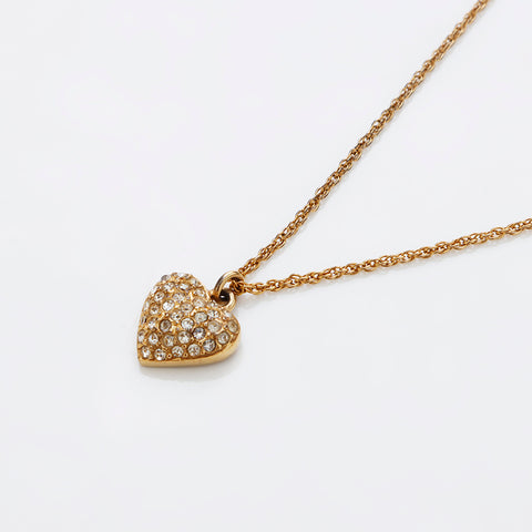 基督教Dior Rhinestone Heart Necklace Gold WS9182