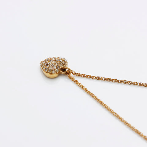 基督教Dior Rhinestone Heart Necklace Gold WS9182