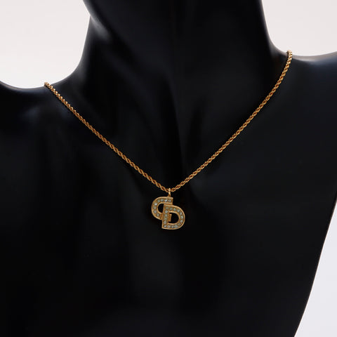 基督教Dior CD徽标水钻项链金WS9183
