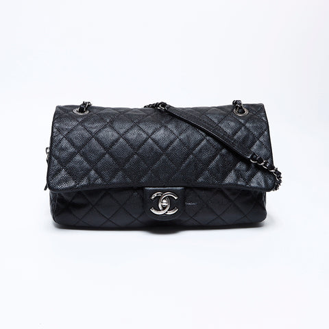 シャネル CHANEL 16番台 キャビアスキン マトラッセ 30cm ショルダーバッグ ブラック WS9196