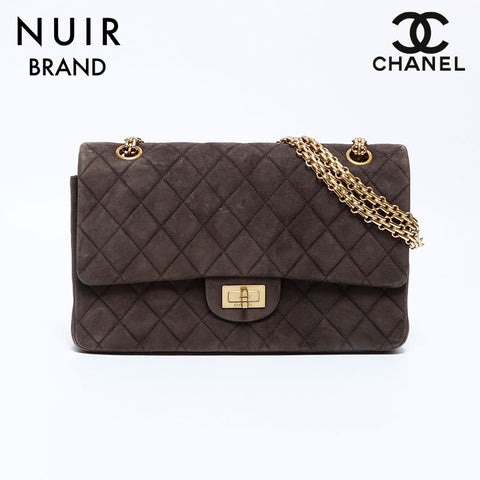 シャネル CHANEL 5番台 マトラッセ ダブルフラップ スエード 2.55 25cm ショルダーバッグ ブラウン WS9198