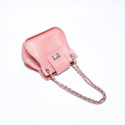 CHANEL No.8 Kalbslederkette 2,55 Kordelzugtasche Umhängetasche rosa WS9199