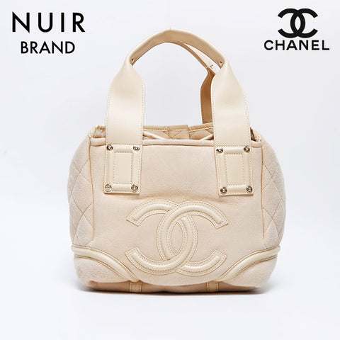 シャネル CHANEL 10番台 スエード ムートン ココマーク ハンドバッグ ベージュ WS9209