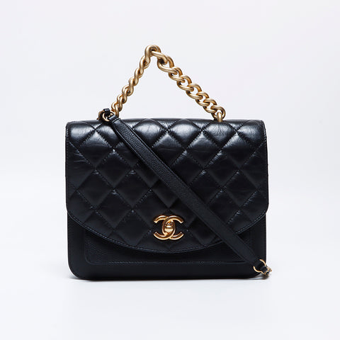 Chanel Chanel n ° 28 Chaîne Trichomateria Matelasse Coco Mark Bag Black Black WS9215