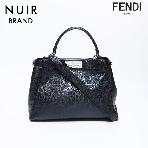 フェンディ FENDI ピーカブー シルバー金具 ショルダーバッグ ブラック WS9218