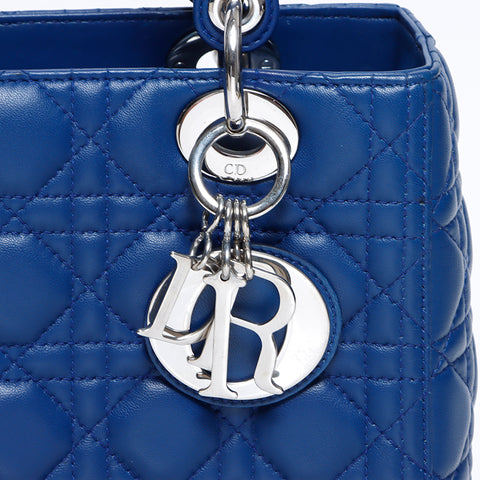 克里斯蒂安·迪奥（Christian Dior Lady Dior）迪奥（Dior Dior Canage）银色配件蓝色中型手提包蓝色WS9228