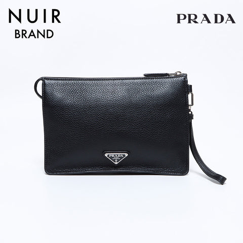 Prada Vitello City离合器袋黑色WS9232