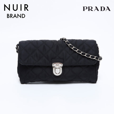 プラダ PRADA ナイロン キルティング チェーン ショルダーバッグ ブラック WS9256 – NUIR VINTAGE