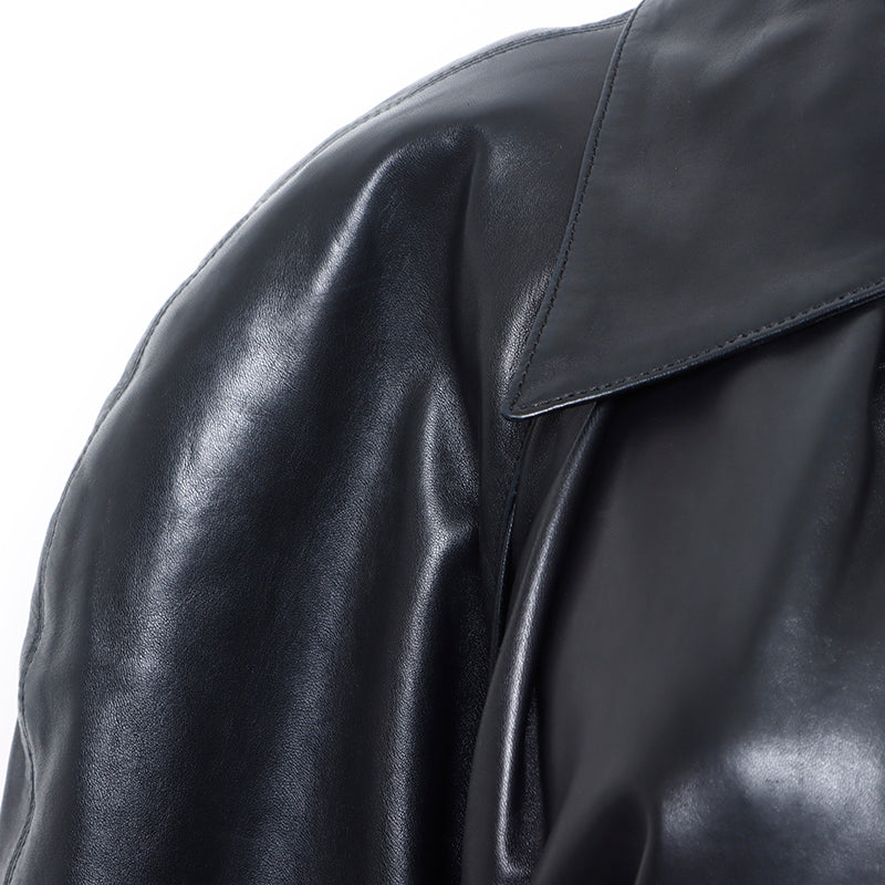 Hermes Lamb Leather 90s Jacket Coat Black WS9264 – NUIR VINTAGE