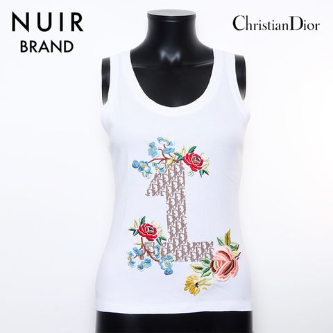 クリスチャンディオール Christian Dior 花柄 トロッター Tシャツ タンクトップ ホワイト WS9267