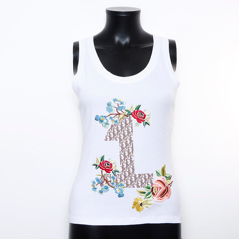 クリスチャンディオール Christian Dior 花柄 トロッター Tシャツ タンクトップ ホワイト WS9267