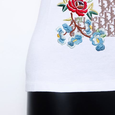 クリスチャンディオール Christian Dior 花柄 トロッター Tシャツ タンクトップ ホワイト WS9267