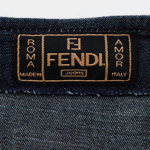 フェンディ FENDI デニム セットアップ 花柄 ノースリーブ スカート スーツ ネイビー WS9268