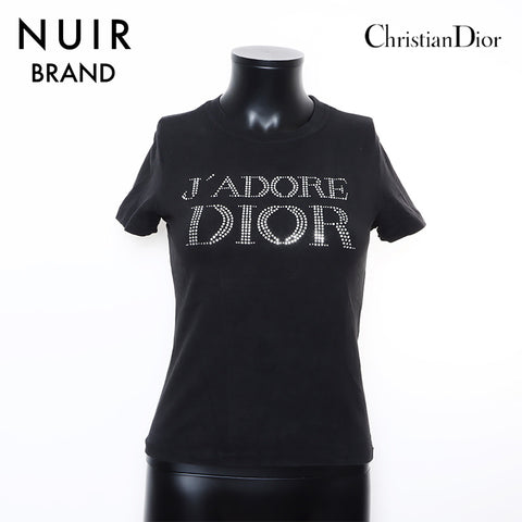 クリスチャンディオール Christian Dior ロゴ ラインストーン 半袖Ｔシャツ ブラック WS9276