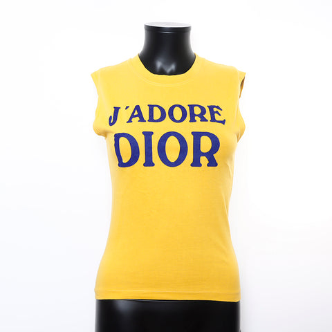 クリスチャンディオール Christian Dior ロゴプリント ジョンガリアーノ期 J'ADORE   John Galliano タンクトップ イエロー WS9282