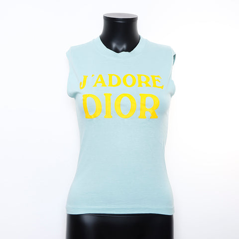 クリスチャンディオール Christian Dior ロゴプリント ジョンガリアーノ期 J'ADORE   John Galliano タンクトップ グリーン WS9284