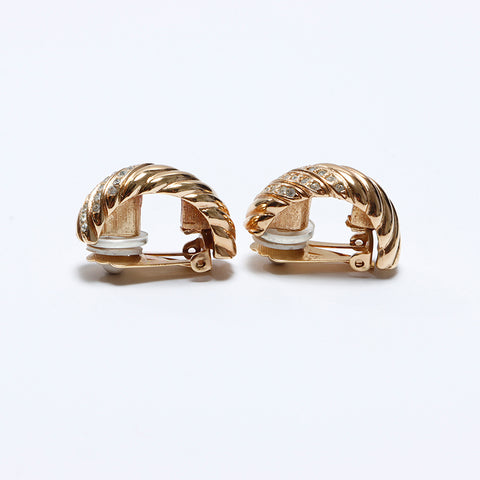 Christian Dior Vintage rhinestones Earring gold WS9298