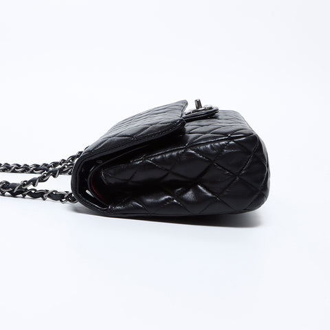 Chanel Chanel Nr. 12 Doppelklappe Matelasse Coco Mark Drehen Sie Schloss Silber Hardware -Umhängetasche Schwarz WS9313