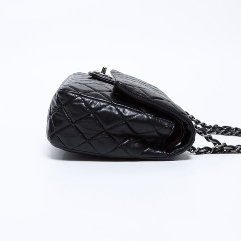 Chanel Chanel Nr. 12 Doppelklappe Matelasse Coco Mark Drehen Sie Schloss Silber Hardware -Umhängetasche Schwarz WS9313
