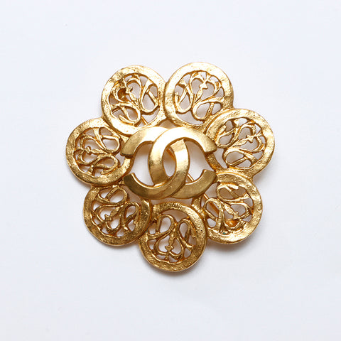 CHANEL 95A COCO Mark Metal Brooch gold WS9320