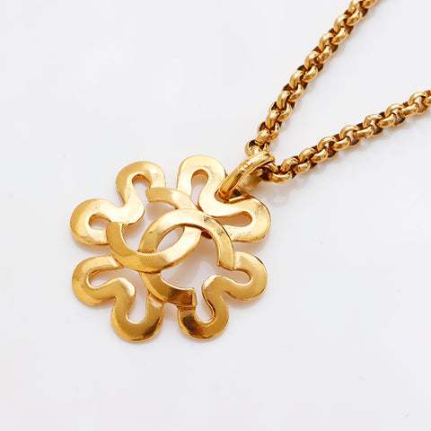 CHANEL 95P COCO Mark Chain Necklace gold WS9323