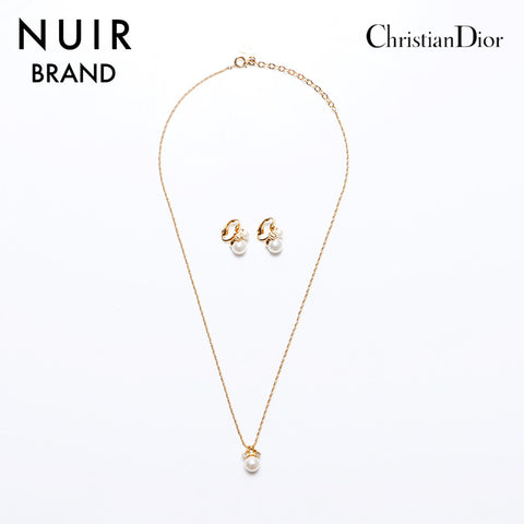 クリスチャンディオール Christian Dior セット パール ピアス CD ネックレス ゴールド WS9326 – NUIR VINTAGE