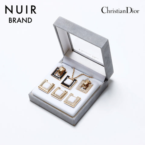 クリスチャンディオール Christian Dior セット ラインストーン ピアス ネックレス ネックレス ゴールド WS9328