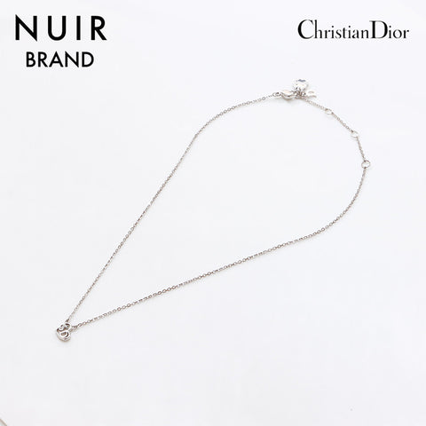 クリスチャンディオール Christian Dior ラインストーン ハート ネックレス シルバー WS9335