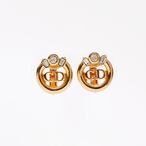 克里斯蒂安·迪奥（Christian Dior）复古CD徽标水钻耳环金WS9340