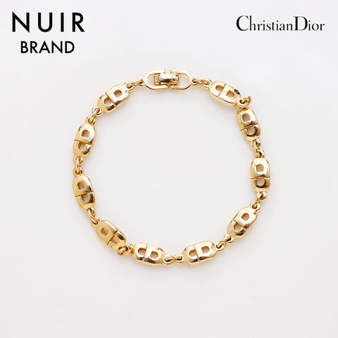 Christian Dior Vintage CD Logo Chain Bracelet Gold WS9344