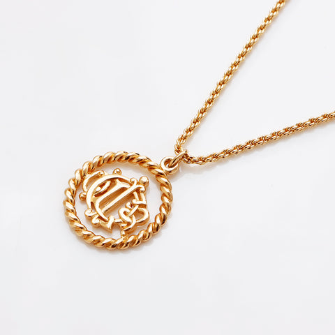 Christian Dior Vintage Logo Chain Necklace gold WS9345