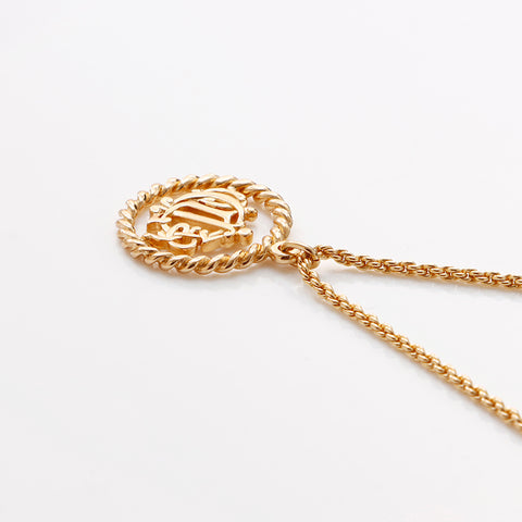 Christian Dior Vintage Logo Chain Necklace gold WS9345