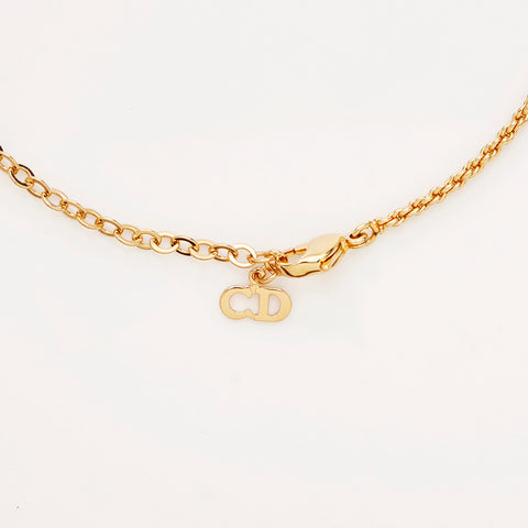Christian Dior Vintage Logo Chain Necklace gold WS9345