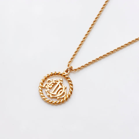Christian Dior Vintage Logo Chain Necklace gold WS9345