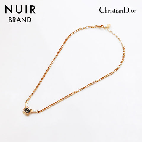 Christian Dior Vintage Logo Rhingestone Collier Gold WS9347
