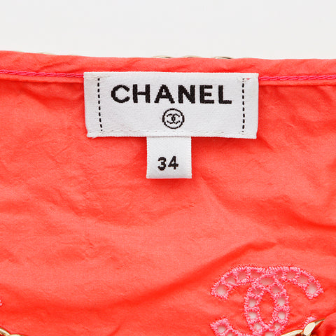 Chanel Size:34 P60802 Coco Mark Silk Chain Sleeveless Tank Top Pink WS9355