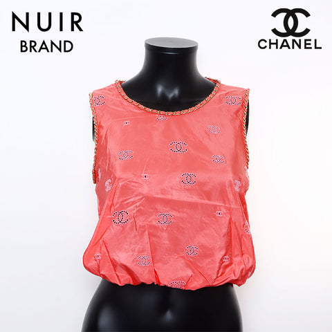 シャネル CHANEL Size:34 P60802 ココマーク シルク チェーン ノースリーブ タンクトップ ピンク WS9355