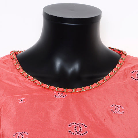 Chanel Size:34 P60802 Coco Mark Silk Chain Sleeveless Tank Top Pink WS9355