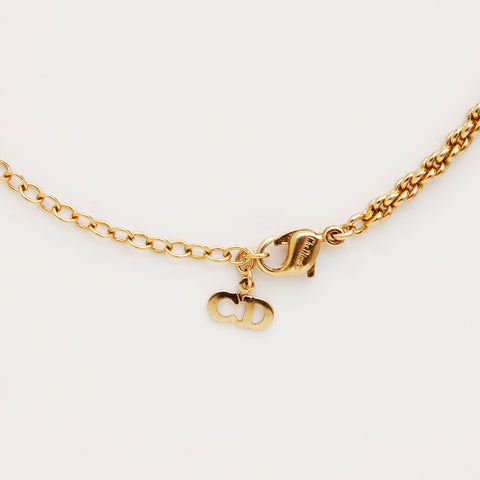 Christian Dior Vintage Heart Rhinestones Necklace gold WS9369
