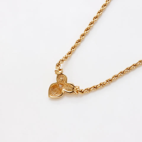 Christian Dior Vintage Heart Rhinestones Necklace gold WS9369