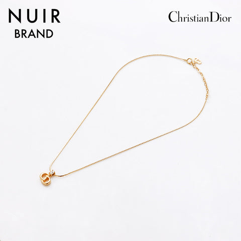 克里斯蒂安·迪奥（Christian Dior）老式CD徽标水钻项链金WS9372