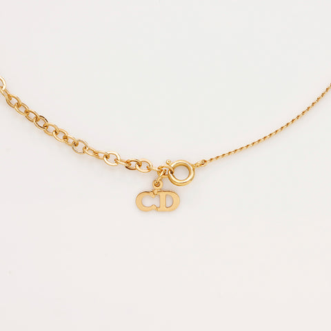 克里斯蒂安·迪奥（Christian Dior）老式CD徽标水钻项链金WS9372