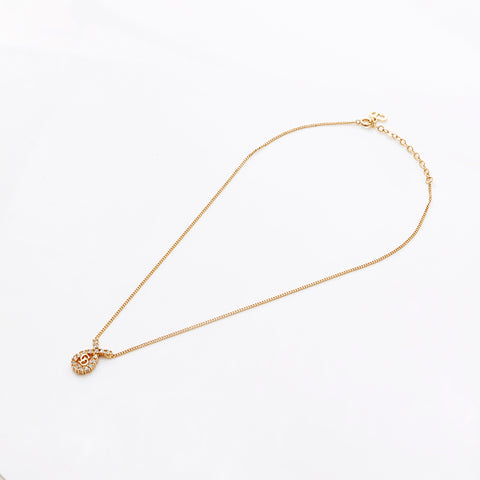Christian Dior Vintage CD logo rhinestone Necklace gold WS9374