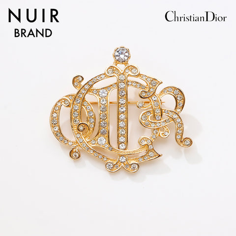 クリスチャンディオール Christian Dior ヴィンテージ ロゴ ラインストーン ブローチ ゴールド WS9376 – NUIR VINTAGE