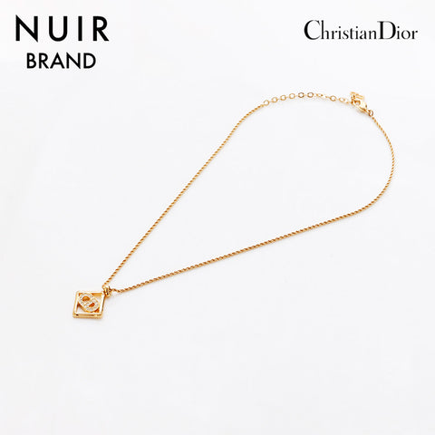 克里斯蒂安·迪奥（Christian Dior）老式CD徽标水钻项链金WS9377