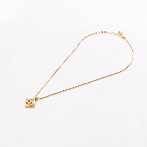 Christian Dior Vintage CD logo rhinestone Necklace gold WS9377