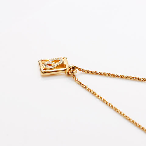 克里斯蒂安·迪奥（Christian Dior）老式CD徽标水钻项链金WS9377
