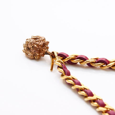 香奈儿香奈儿狮子链皮革项链皮带粉红色WS9382