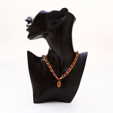 Chanel Chanel Lion Chain en cuir Collier CEINDAGE ROSE WS9382