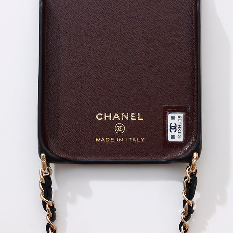 シャネル CHANEL Iphone14pro マトラッセ チェーン ショルダー iPhoneケース ブラック WS9397